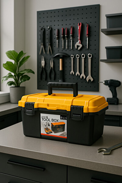 Living Organizer box for storing work tools- Yellow and black