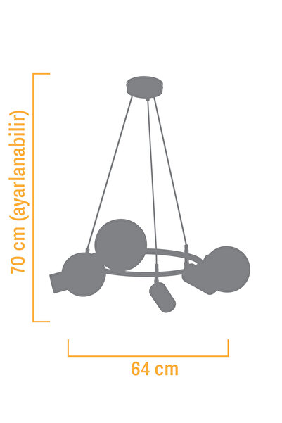 avimonaydınlatma RİNGA 6 LI CAMLI - SPOTLU BAL CAM - ESKİTME RENKTE SARKIT AVİZE Oturma Odası Salon