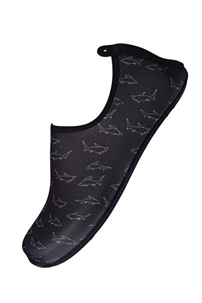Peluche Shark Desenli Kaymaz Tabanlı Esnek Hafif Dayanıklı Erkek Havuz Plaj Deniz Ayakkabısı