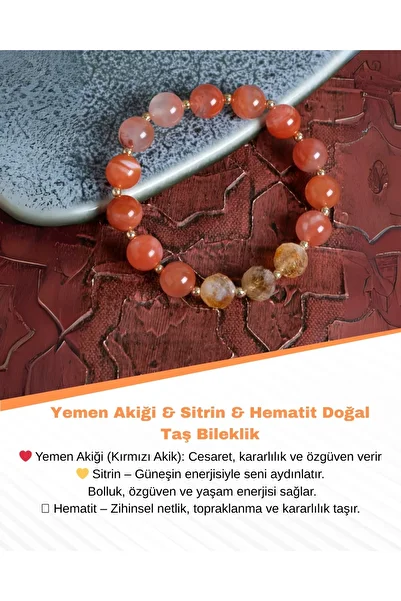 Saff Doğal Taş سوار من الأحجار الطبيعية من حجر العقيق اليمني والسيراميك والهيماتيت مع شهادة
