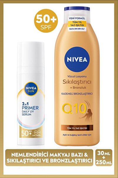 NIVEA SUN SPF50 Güneş Koruyucu Nemlendirici Makyaj Bazı 30ml ve Sıkılaştırıcı...