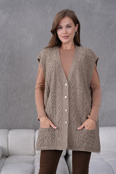 Lamierra Knitwear Wool Vest Super Battal Large Size