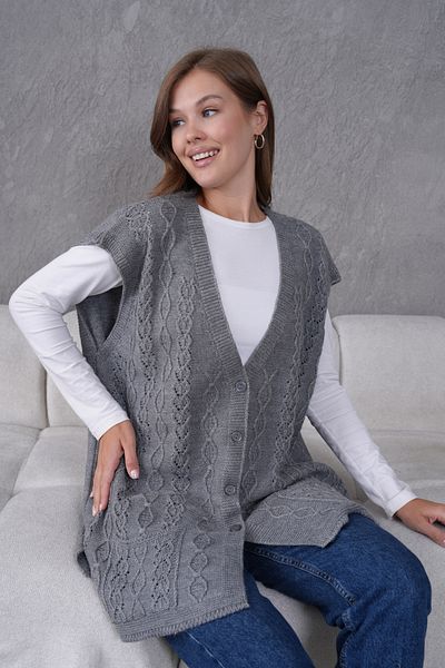 Lamierra Knitwear Large Size Wool Vest