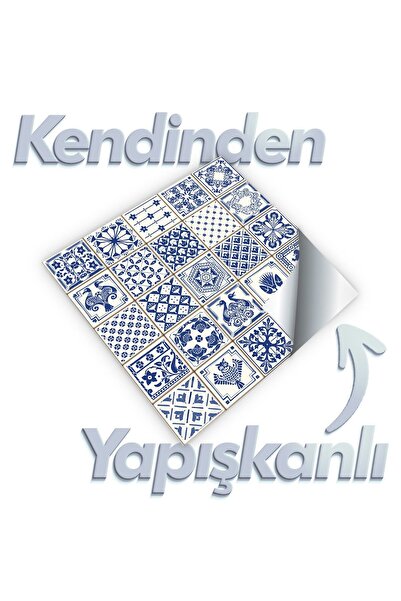 Boss Tape Yapışkanlı Banyo Mutfak Fayans Kaplama İndigo Pvc Karo 30x30cm (0,36 m²)