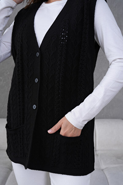 Lamierra Трикотажний жилет з ажурними кишенями
