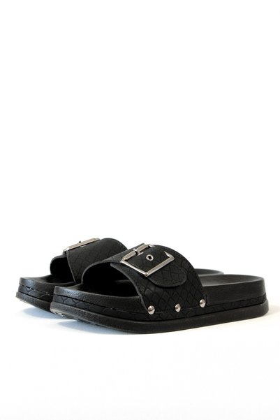 ALTINER Orthopedic Patterned Black Women's Slippers