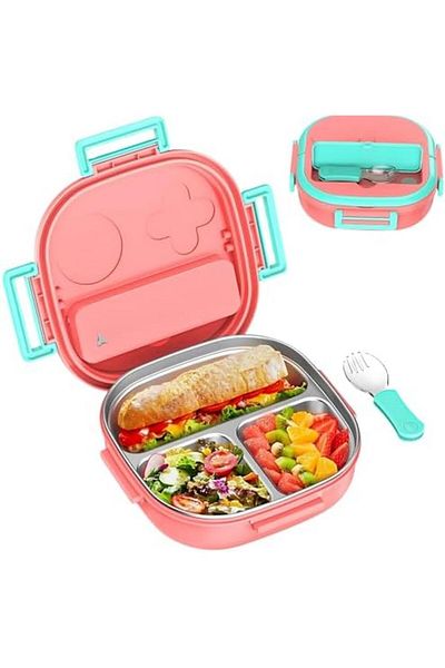 Twisoo Large Capacity Lunch Box with Stainless Steel Material, 3 Compartment Food Container for Home