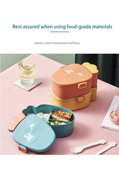 Twisoo Cute Rabbit Lunch Box for Kids - 900ml BPA-Free Food Grade PP