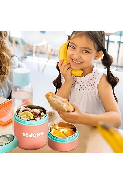 Twisoo Double Soup Bowl Insulated Lunch Container Thermos Steel Food Jar with Spoon Stainless Steel