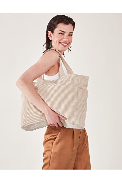 Accessorize Kordonlu Büyük Boy Krem Renk Omuz Çantası