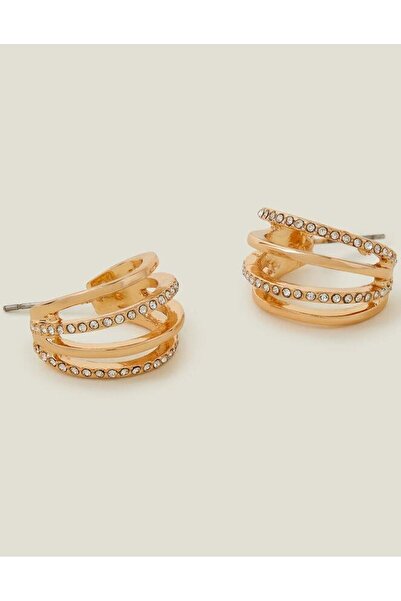 Accessorize Altın Tonlu Çok Halkalı Işıltılı Küpe
