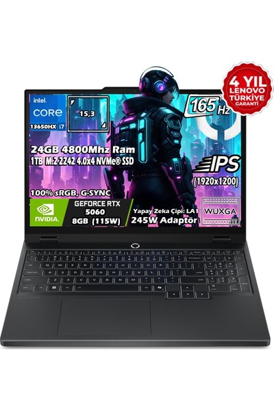 LENOVO Legion 5 15IRX10 Intel Core i7 13650HX 24GB 1TB SSD RTX 5060 115W 15.3" WUXGA IPS Freedos 83LY00AXTR