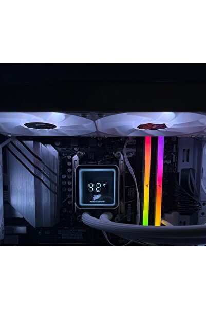 MEGALODON مبرد سائل TR240 ARGB مع مؤشر درجة رقمي لمروحة تبريد المعالج (لون أبيض)