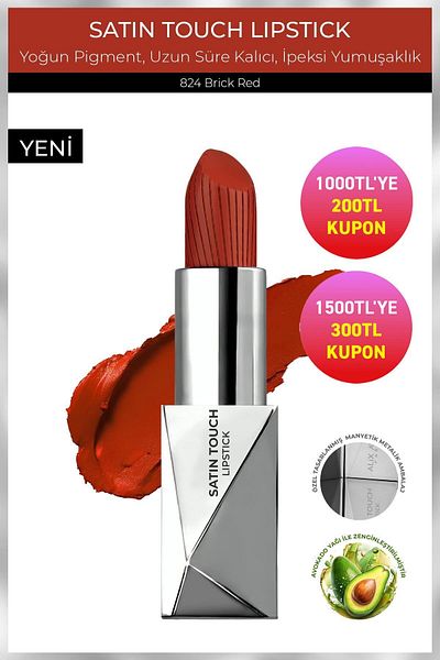 Alix Avien Long Lasting Moisturizing Smooth Semi Matte Lipstick - Satin Touch Lipstick 824 Cerise Red