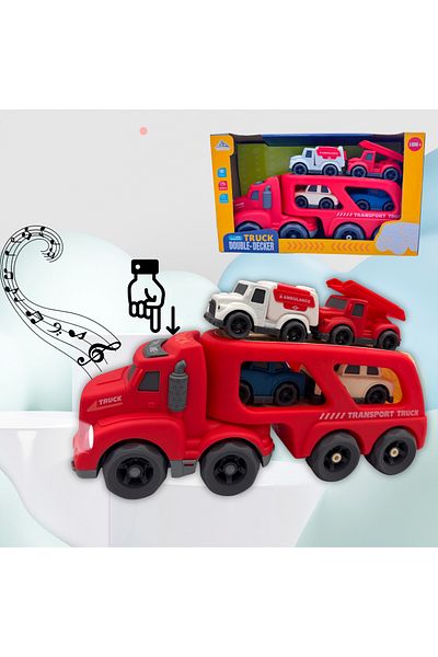 HAIZOL Toddler Carrier Truck Transport Vehicles Toys - 5 in 1, Lights and Music Kids Toy Cars for Toddlers