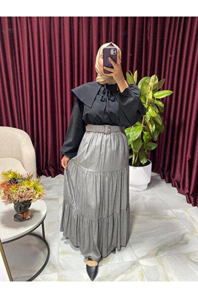 ak collection AK COLLECTİON ÇİNGENE KEMERLİ ETEK