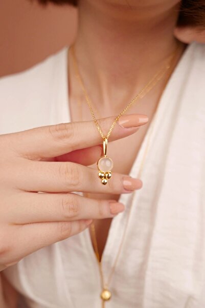 Stelart Pembe Kuvars Taşlı Kolye