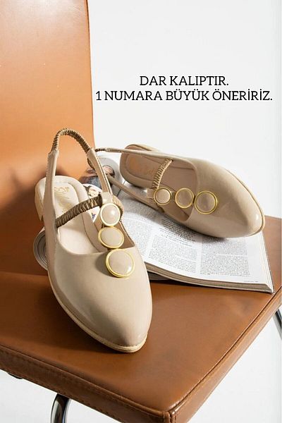 ALTUNTAŞ Women's Patent Leather Ballerinas Faux Leather Ballerina Sandals Comfortable Lightweight Ballerinas Daily Ballerinas Mink
