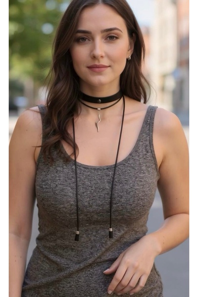 DENİZ TASARIM Deri Choker Kolye