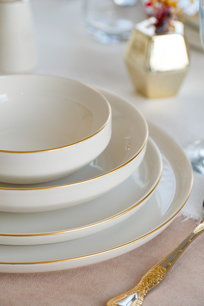 Heda Porselen Rüya Altın Yaldız 24 Parça 6 Kişilik Porselen Yemek Takımı