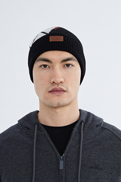 Nordbron Men's Black Soft Patterned Beret Color-Blocking Stretchy Double-Fold...