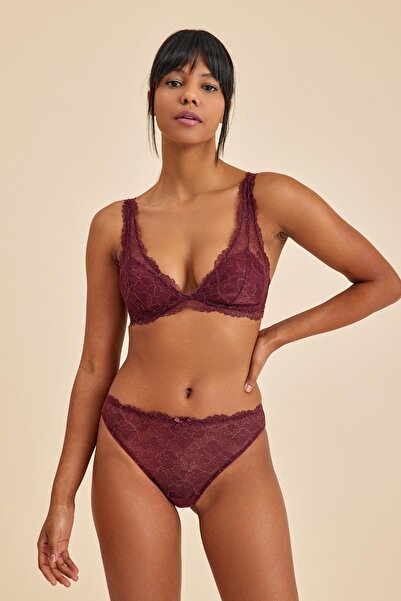 Amarelle Roma Bordo Balensiz Dantelli Üçgen Bralet Sütyen Külot Takım