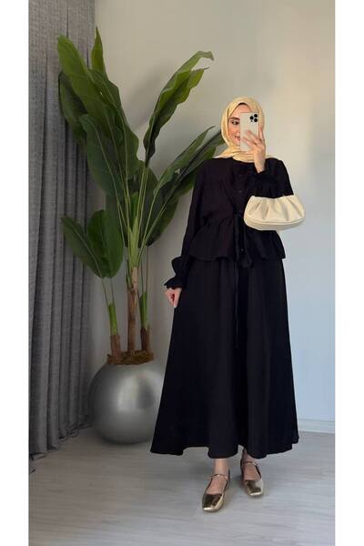 Molly Nelly Γυναικεία Μουσελίνα Καλοκαιρινή Μπλούζα Φούστα Hijab Σετ