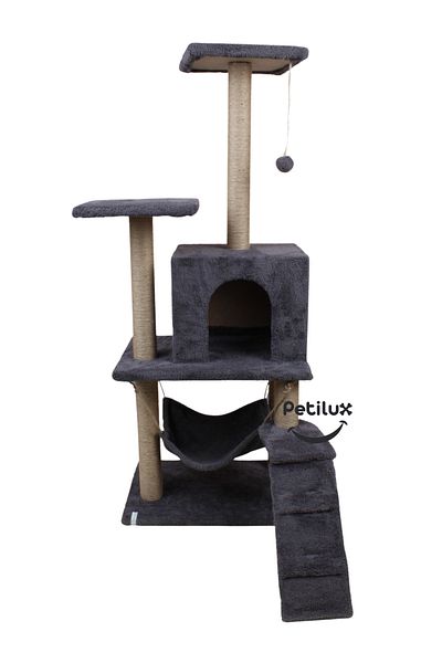 Petilux Multi-Purpose Multi-Tier Cat Play & Activity House with Rest Hammock Nest Scratching Post
