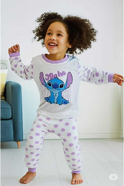 Store Lilac Kuala Patterned Girl's Pajamas Set Nightgown Set