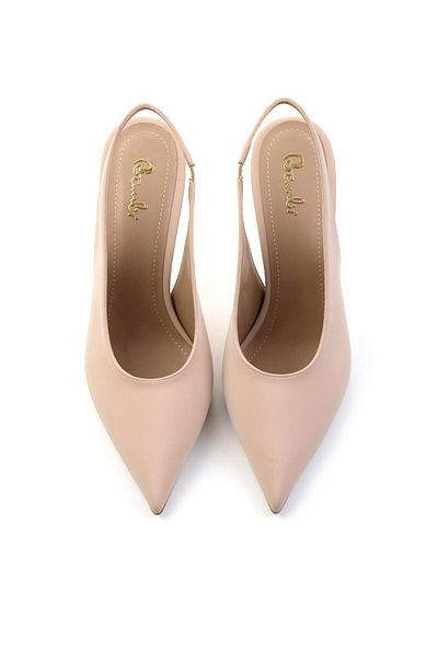 Bambi Shiny Beige Women's Classic Heeled Shoes K01209080038