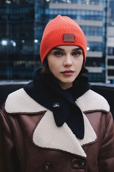 Nordbron Unisex Light Rose Print Beret Striped Logo Basic Knitwear - Flexible & Daily Use Saxa