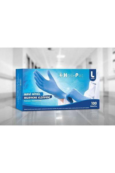 Has-Pet Surgical Gloves Blue Nitrile Gloves 100 Pack 1 Pc Size L Examination Gloves