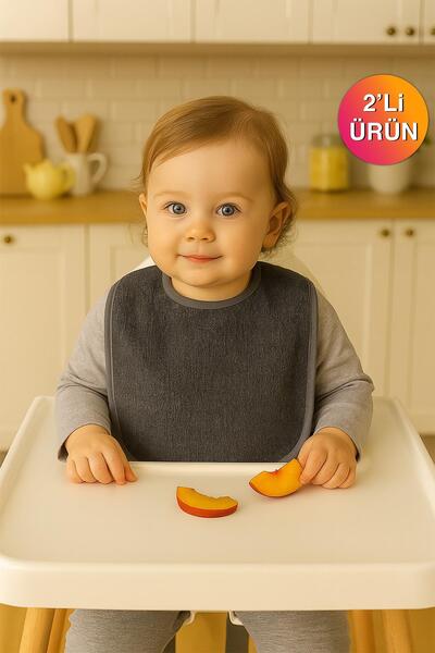 Ender Home Velvet Waterproof 2-Piece Baby Bib Soft Velcro Children's Apron