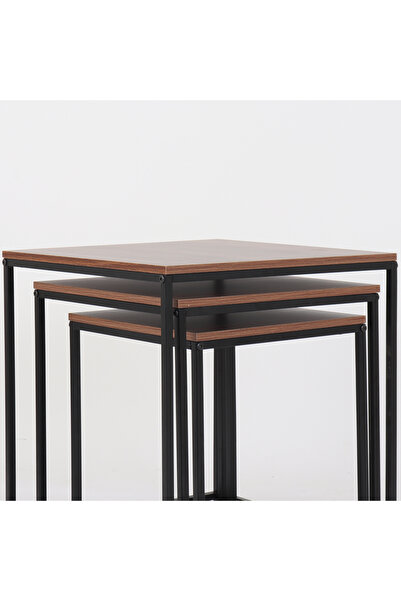 Vi Markets Square serving table set - metal bases - wood tops