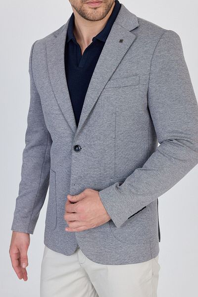 Frappoli Feniks Men's Dark Navy Blue Half Liner Bag Pocket Cotton Blended Lycra Slimfit Sports Blazer Jacket