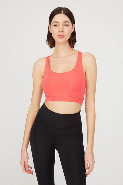 Los Ojos Coral Lightly Supported Covered Sports Bra with Back Detail