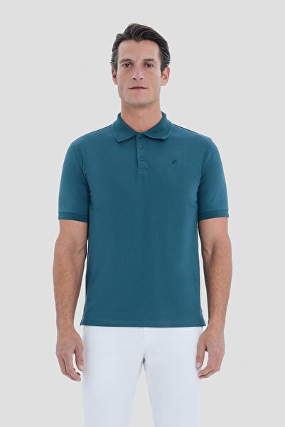Sabri Özel Düğmeli Polo Yaka Pike Basic Erkek T-Shirt Nefti