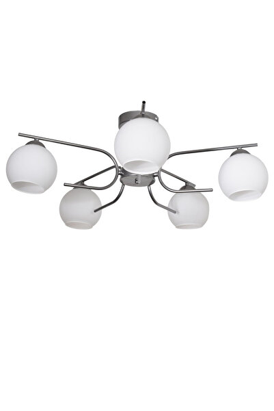 Modavize Aloha Modern Tasarım Salon Yatak Odası Mutfak Gri Renk Beyaz Camlı 5 li Avize