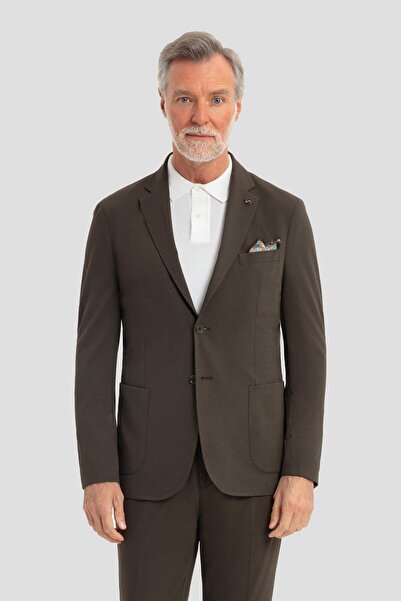 Sabri Özel Mono Collar Modal Blend Suit Dark Khaki