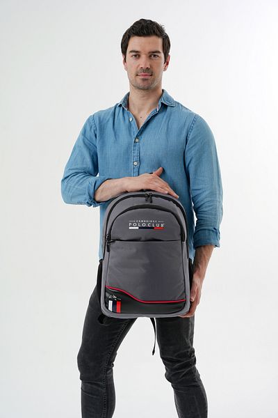 Cambridge Polo Club Unisex Stylish Multi-Eye Daily Backpack - School Bag Gray