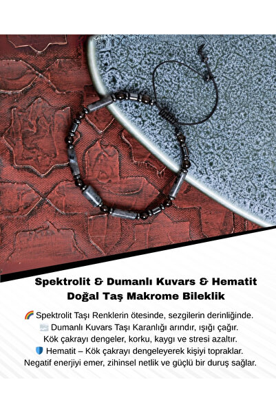 Saff Doğal Taş Certified Spectrolite & Smoky Quartz & Hematite Natural Stone ...