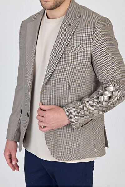 Frappoli Martinelli Men's Mink Small Pattern Polyester Fabric Sports Blazer Jacket