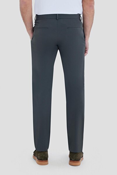 Sabri Özel Regular Fit Pileli Erkek Chino Pantolon Koyu Haki