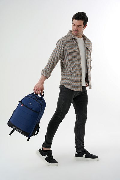 Cambridge Polo Club Minimalist Multi-Eye Daily Backpack - School Bag Navy Blue