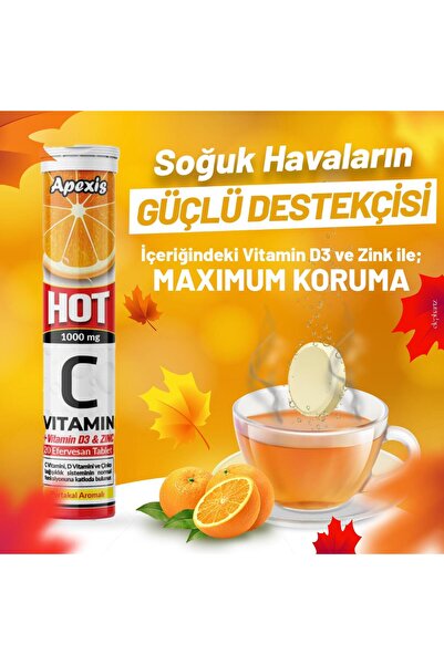 Apexis Vitamin C+ Çinko Hot Efervesan Tablet 20'li