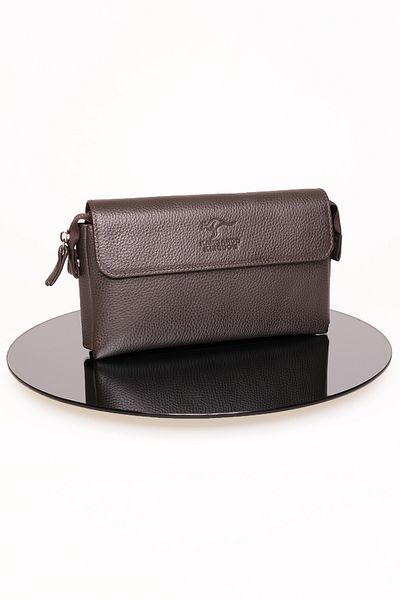 KANGAROO KINGDOM Men's Portfolio Handbag Genuine Cowhide Leather Dark Brown Clutch 9985-k