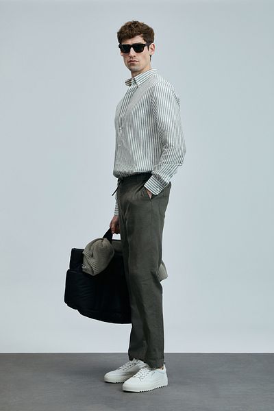 Lufian Pantaloni chino pentru bărbați Karl Smart, slim fit, verde