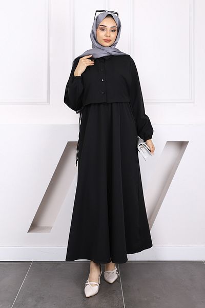 İmajButik Black Shirt Sweater Dress Combination Set