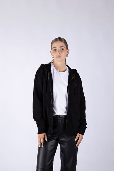 Nordbron Women's Navy Blue Knitted Hooded Soft Zippered Seasonal Pocket Long Sleeve Erfurt Sweatshirt