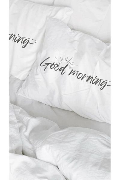 İzgi Concept Original Good Morning 2-Piece Pillow Case 50X70 cm |   For Sleeping Pillow |   White |   100% Cotton - Covered